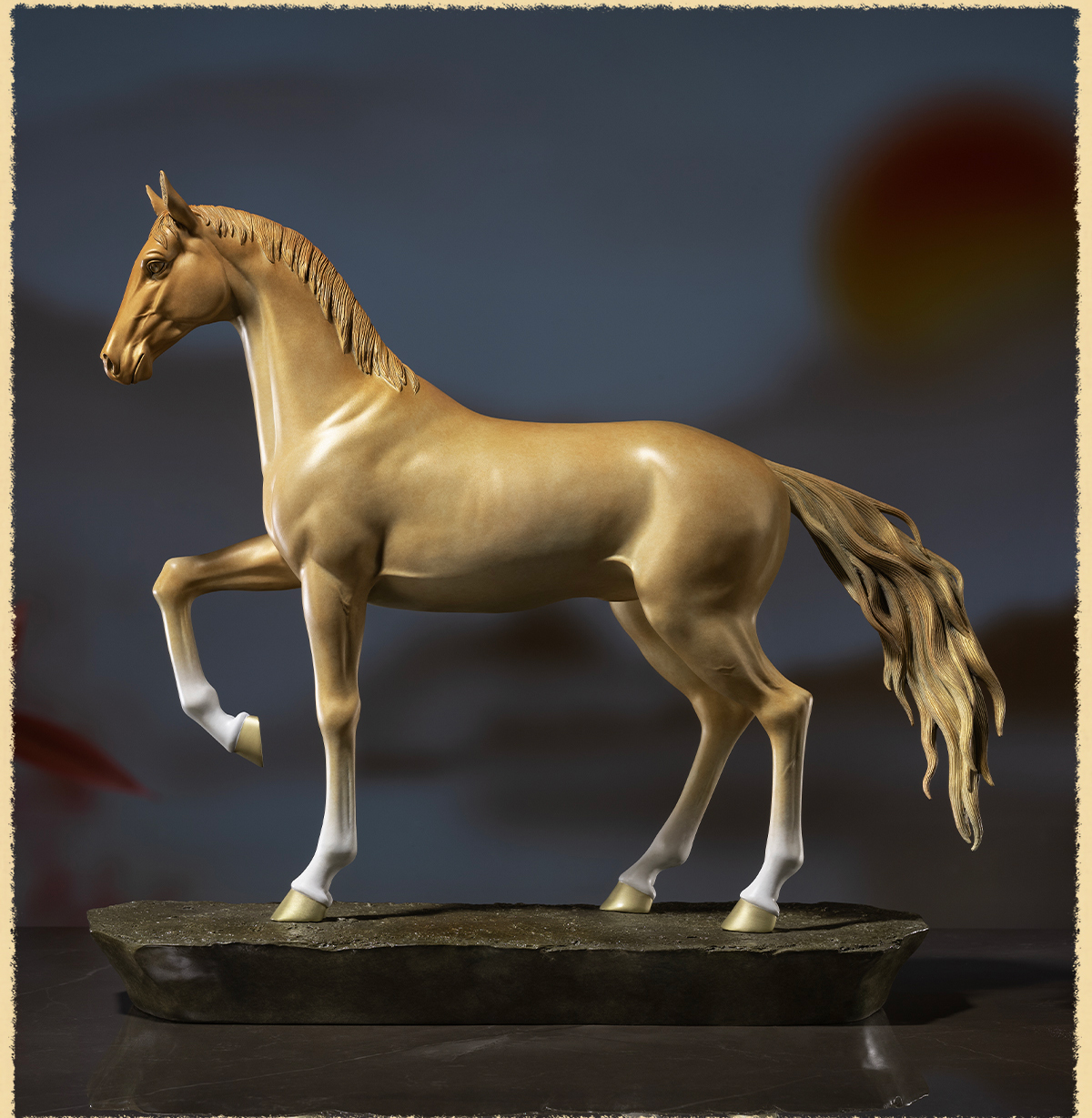 铜师傅《阿哈尔捷金马(汗血宝马)》客厅铜马开业摆件家居装饰品