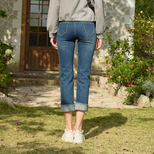 半身缘女裤 春季修身显高显瘦小直筒九分牛仔裤251202U30102711 商品图4