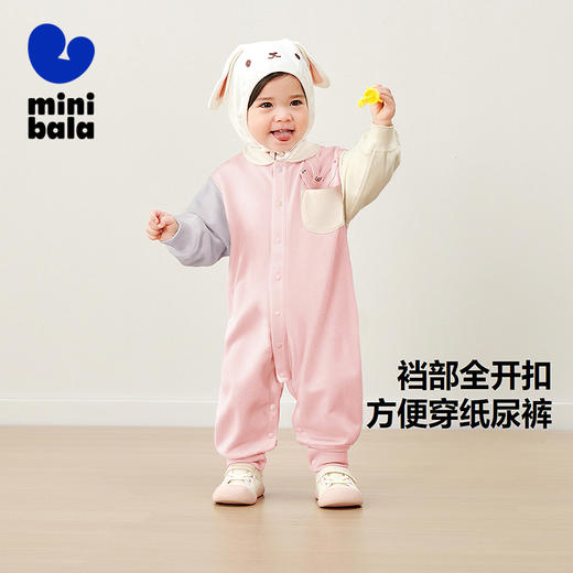 迷你巴拉外出连体衣长袖男女童萌趣针织爬服哈衣2025新款 商品图1