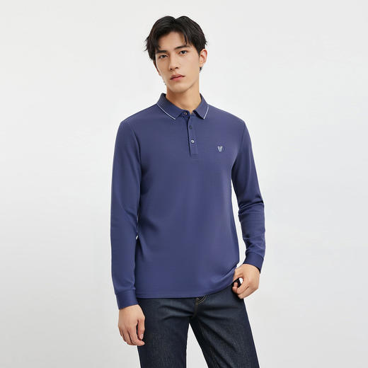 【高周波胸标】罗蒙春秋男士仿丝光polo衫男长袖t恤男商务男士polo衫 商品图2