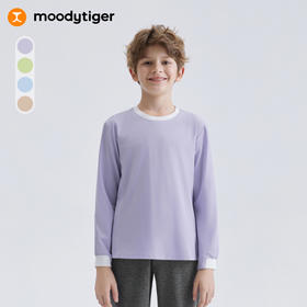 moodytiger儿童T恤25春新款高弹防风亲肤运动圆领长袖T【DR】