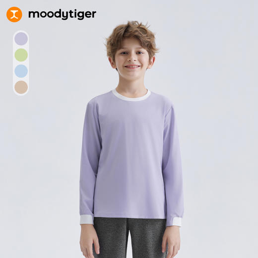 moodytiger儿童T恤25春新款高弹防风亲肤运动圆领长袖T【DR】 商品图0