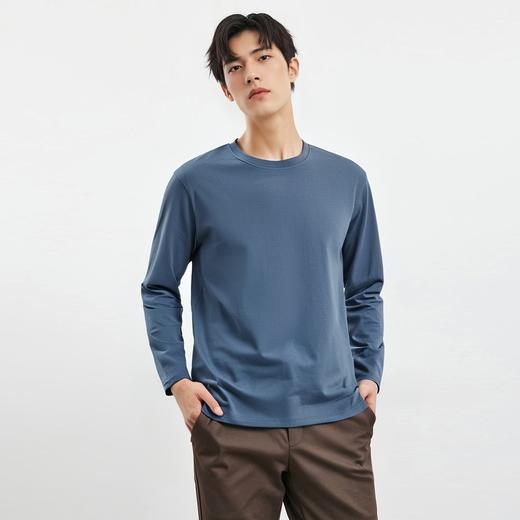 【桑蚕丝混纺】罗蒙春秋经典基础款圆领T恤男长袖t恤男时尚男士t恤长袖秋衣男 商品图2