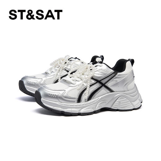 星期六珍珠女孩轻盈舒适运动老爹鞋SSD1112E1W 商品图11