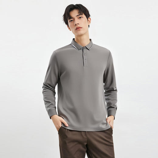 罗蒙男士春秋长袖Polo衫经典翻领百搭舒适商务长袖t恤男通勤Polo上衣 商品图1