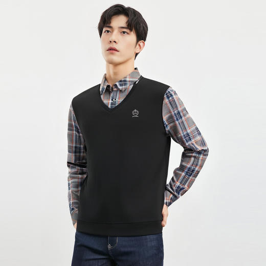 【肌理提花】罗蒙春秋假两件针织衫男长袖衬衫男舒适休闲衬衫男 商品图2