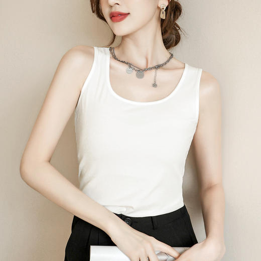 C2-【2件装】韩版亲肤圆领吊带背心女内搭外穿纯色基础百搭打底T恤   玲珑有致+心悦疏影 商品图10