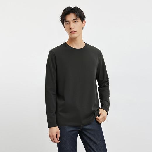 罗蒙男士加绒保暖秋冬长袖T恤含羊毛蚕丝双面磨毛长袖t恤男打底衫 商品图2