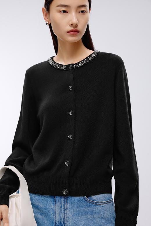 朗姿	针织开衫夜幕黑色LRJK03KCD208B01 商品图3