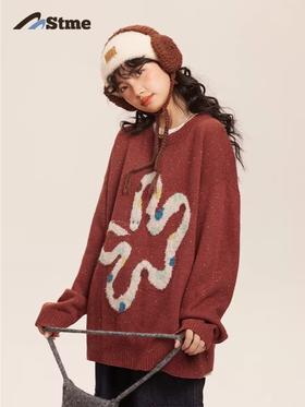 早乙女惠子saotome/STMMY244503/小花波点蛇提花圆领毛衣