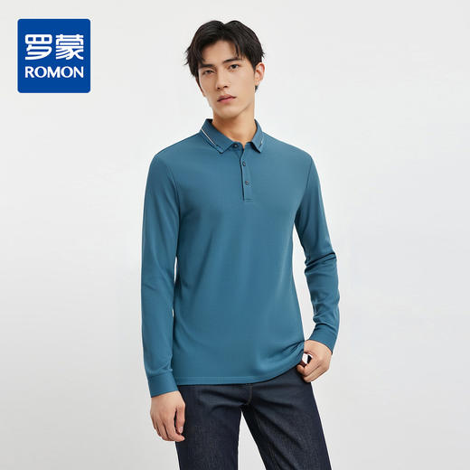 【经典款】罗蒙春秋男士仿丝光polo衫男长袖t恤男商务男士polo衫长袖 商品图0