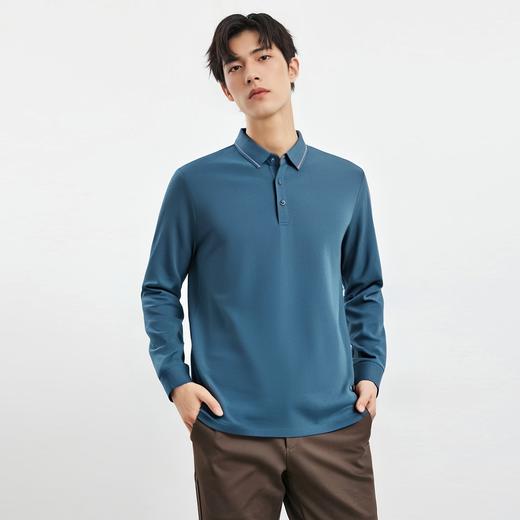 【福利款】罗蒙男士仿丝光polo衫男长袖t恤男商务男士polo衫长袖 商品图1