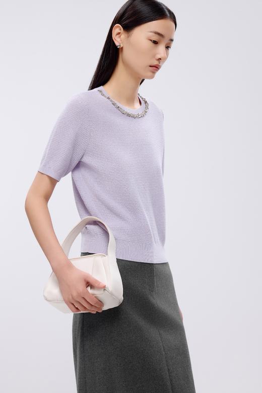 朗姿	针织套头衫淡紫色(薰衣草紫色) LSJK03KPR779L21 商品图2