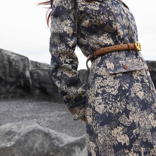 顺丰包邮洛诗琳34224设计感山水画提花翻领收腰连衣裙女553 商品图4