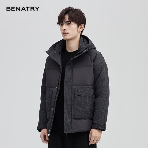 贝纳川大口袋插肩袖连帽男士羽绒服ECT405236 商品图5