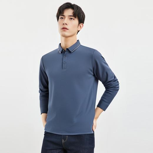 罗蒙男士春秋长袖Polo衫经典翻领百搭舒适商务长袖t恤男通勤Polo上衣 商品图2