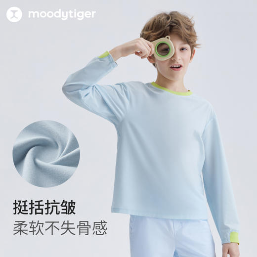 moodytiger儿童T恤25春新款高弹防风亲肤运动圆领长袖T【DR】 商品图1
