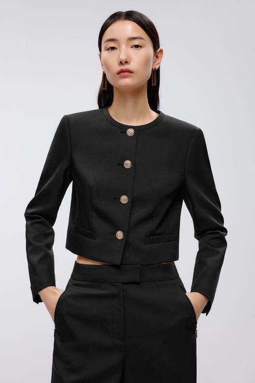 朗姿梭织短截上衣夜幕黑色LSJK01WCJ106B01 商品图10