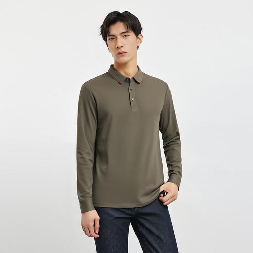 【撞色领】罗蒙春秋男士仿丝光polo衫男长袖t恤男商务男士polo衫长袖 商品图1