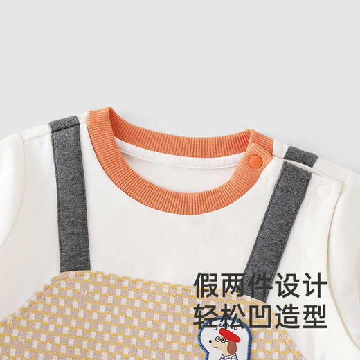 英氏婴儿衣服假两件背带连体衣春夏男宝宝爬服25新款YRHAJ1R003A 商品图2
