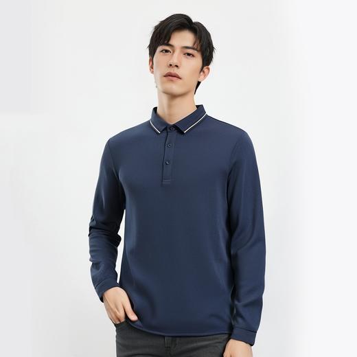 【含桑蚕丝】罗蒙春秋男士商务长袖polo衫男时尚舒适翻领百搭通勤长袖t恤男 商品图2