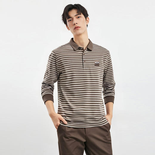 【桑蚕丝混纺】罗蒙春秋男士绣花胸标海魂衫polo衫男长袖男士polo衫长袖 商品图1