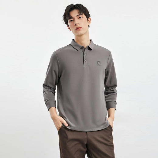 【双面含桑蚕丝】罗蒙春秋男士商务polo衫男长袖t恤男春秋男士polo衫 商品图2
