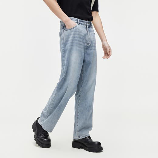 GXG男装 重磅系列复古水洗牛仔裤直筒休闲裤薄款裤子2024夏季热卖 商品图2