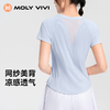 MOLYVIVI2025夏季新款网纱拼接短袖T凉感透气修身百搭短袖 商品缩略图0