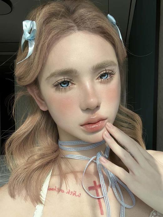 Hanawink 半年抛美瞳 哭哭奶酪蓝 直径14.5mm着色14.2mm 商品图6