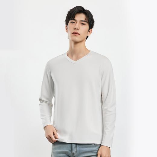 罗蒙男士秋冬长袖T恤含羊毛蚕丝双面磨毛t恤男长袖t恤男士打底衫 商品图1