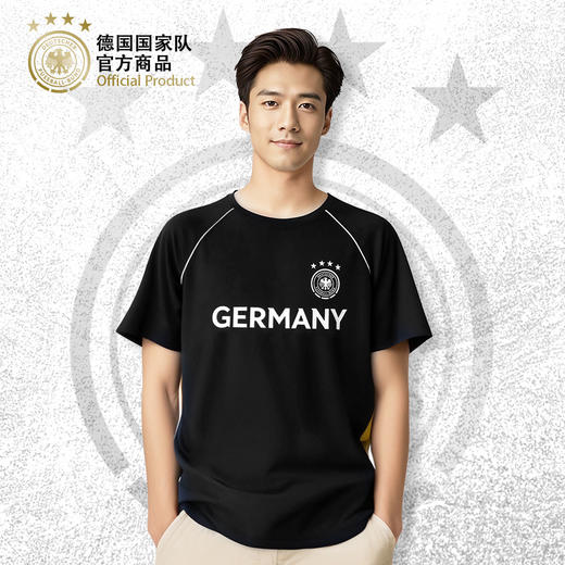 【官方正版】德国国家队 | 速干运动短袖足球迷拼色时尚黑T恤 商品图1