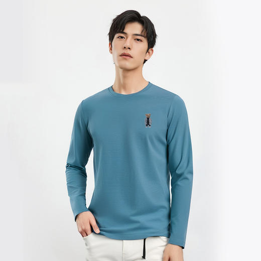 【小熊绣花】罗蒙春夏男装圆领t恤男长袖t恤男舒适男士t恤长袖上衣男体恤 商品图1