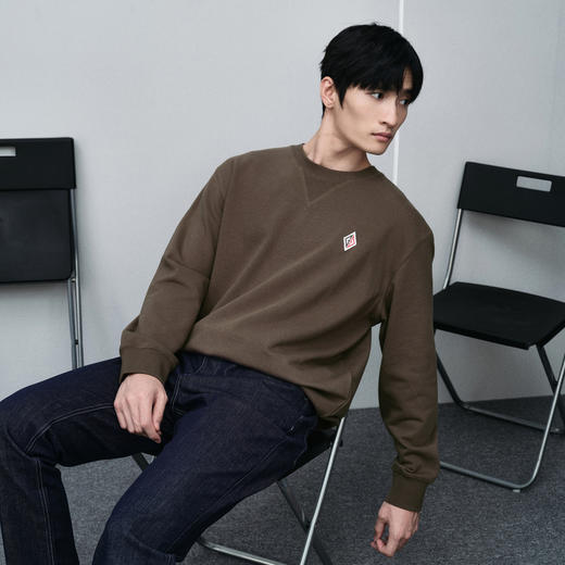 GXG男装 棕色拼接设计圆领卫衣 24年春季热卖GFX13100871 商品图2