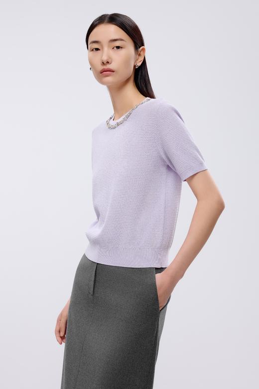 朗姿	针织套头衫淡紫色(薰衣草紫色) LSJK03KPR779L21 商品图5