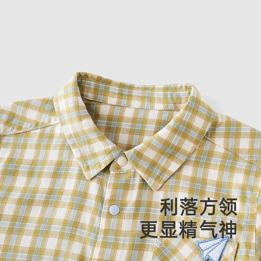 英氏儿童衬衫长袖春夏男童纯棉百搭休闲格子衫长袖衫YRCAJ1R009A 商品图2