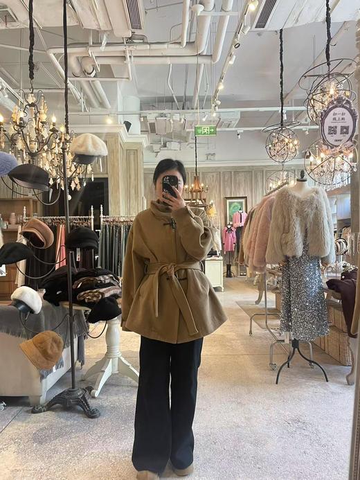 【门店同款】ENJOY冬季羊角扣收腰中长外套 155008226 商品图1