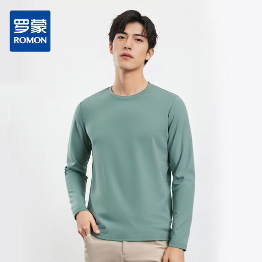 【珠地面料】罗蒙春夏圆领t恤男长袖t恤男舒适男士t恤长袖上衣男体恤 商品图0