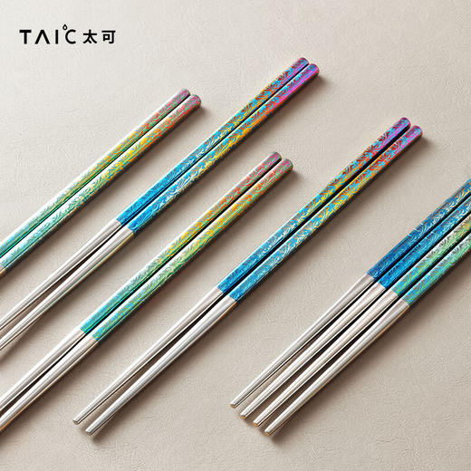 TAIC太可纯钛炫彩筷子高档便携轻质防滑天然抗菌抑菌耐高温金属筷 商品图9