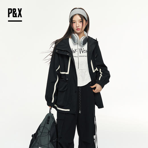 P&X设计师女装时尚潮流字母针织短款T恤半拉链设计825102135 白色 商品图3