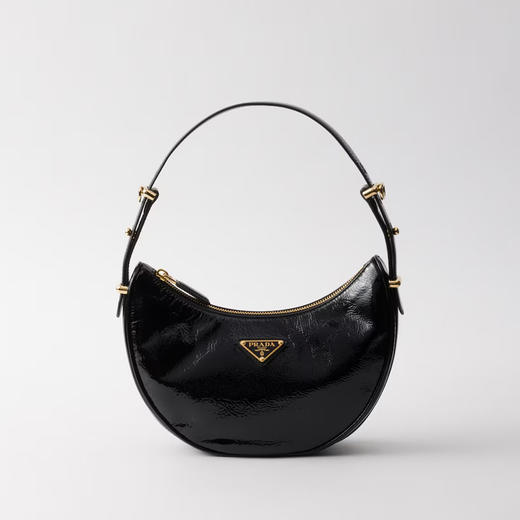 PRADA 普拉达 女士珐琅金属三角徽标 Arqué naplak 漆皮单肩包 黑色 1BC194 2DNT F0002 OOO 商品图0