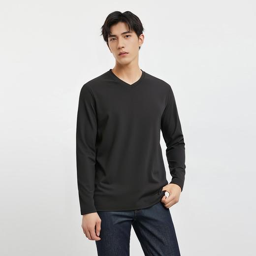 【珠地面料】罗蒙春夏V领t恤男长袖t恤男舒适男士t恤长袖上衣男体恤 商品图4