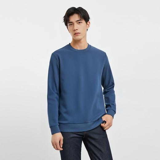【桑蚕丝混纺】罗蒙春秋经典圆领纯色卫衣男士舒适休闲百搭卫衣长袖T恤上衣男 商品图5