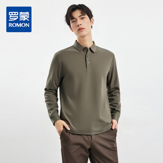 【福利款】罗蒙男士仿丝光polo衫男长袖t恤男商务男士polo衫长袖 商品图0
