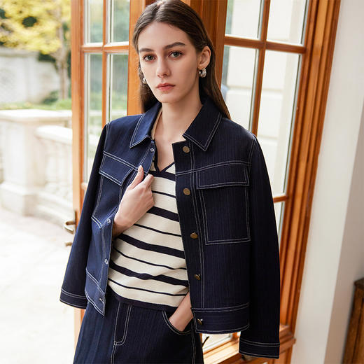 【短款牛仔外套】25年春季新品女士短款牛仔蓝气质上衣外套 商品图1