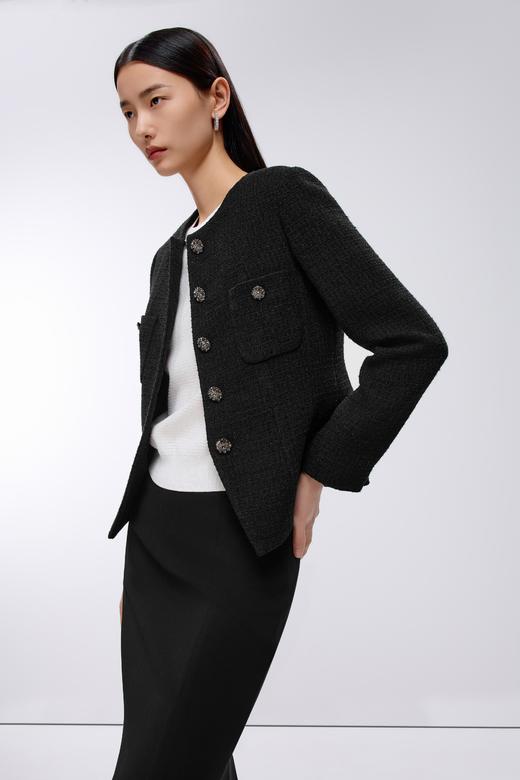 朗姿粗花呢短截上衣黑色LSJK00CCJ120B11 商品图3