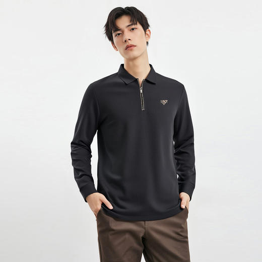 【高周波胸标】罗蒙春秋男士仿丝光polo衫男长袖t恤男商务男士polo衫 商品图3