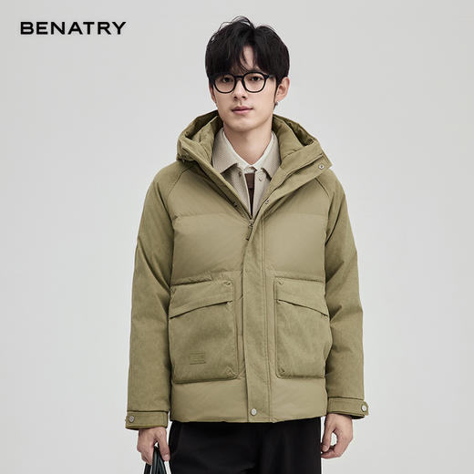 贝纳川大口袋插肩袖连帽男士羽绒服ECT405236 商品图0
