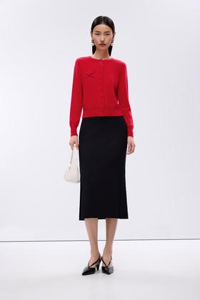 朗姿针织开衫大红色LCJK00KCD716R41