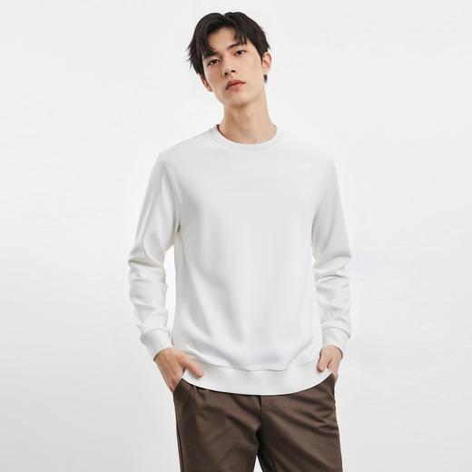 【桑蚕丝混纺】罗蒙春秋经典圆领纯色卫衣男士舒适休闲百搭卫衣长袖T恤上衣男 商品图4